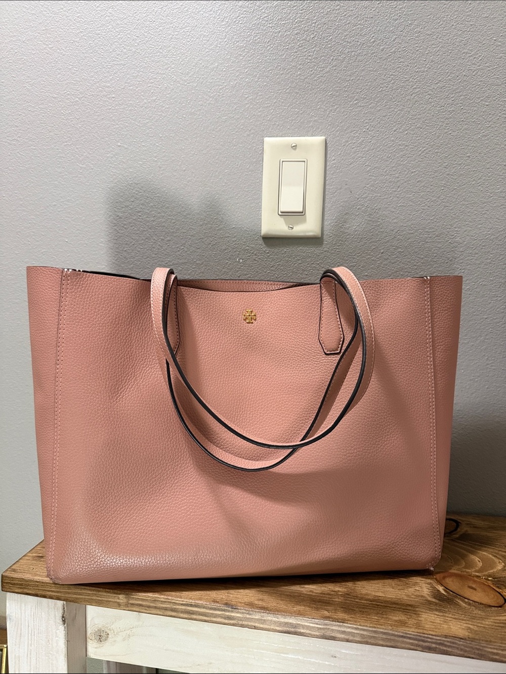 Tory Burch 85984 Blake Tote In Pink Moon Pebble Leather Bag & Zip Pouch - Picture 6 of 9